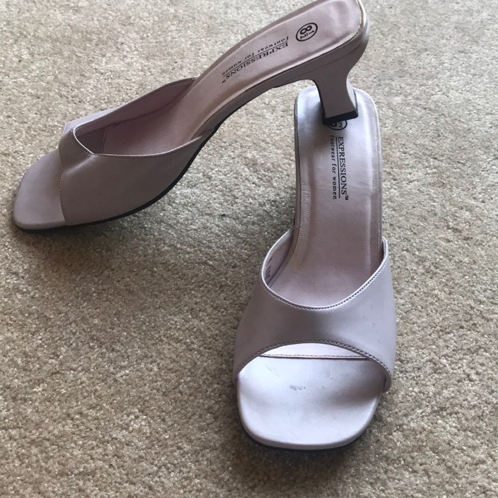 lilac purple square toe heels